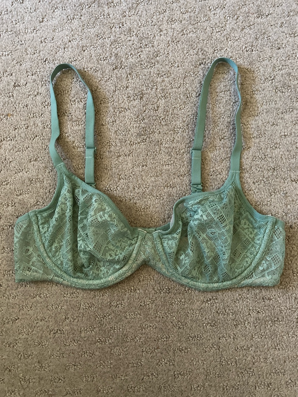 VS Body by Victoria teal lace unlined demi bra, 36C